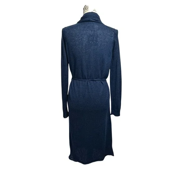 ZADIG & VOLTAIRE Rona Cp Cardigan Blue Cashmere Shawl Collar Tie Waist Long, S - Picture 4 of 14